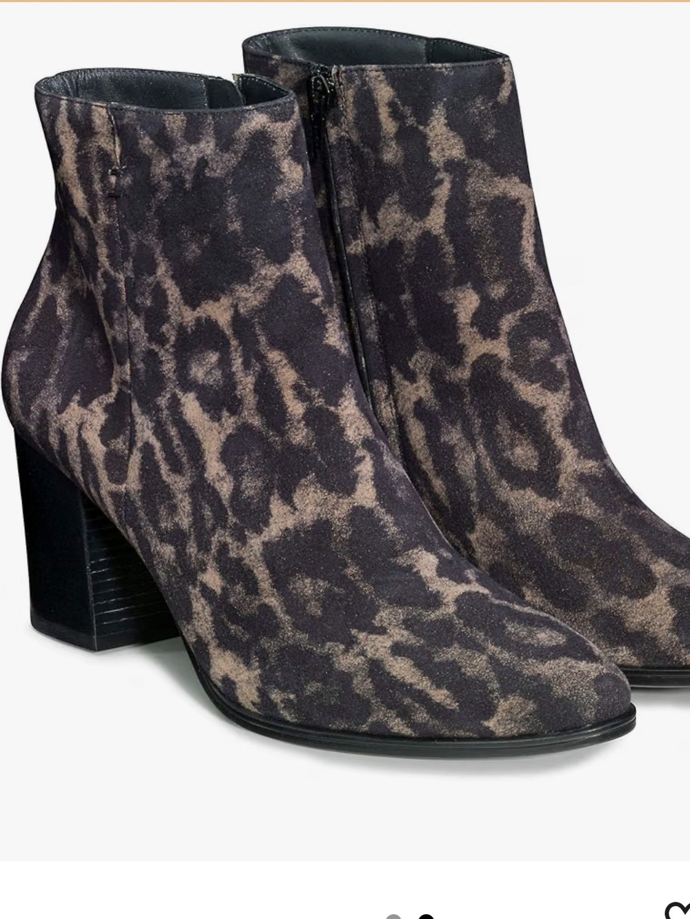 Paul Green Leopard-Print Suede Ankle Boots in Black and Taupe